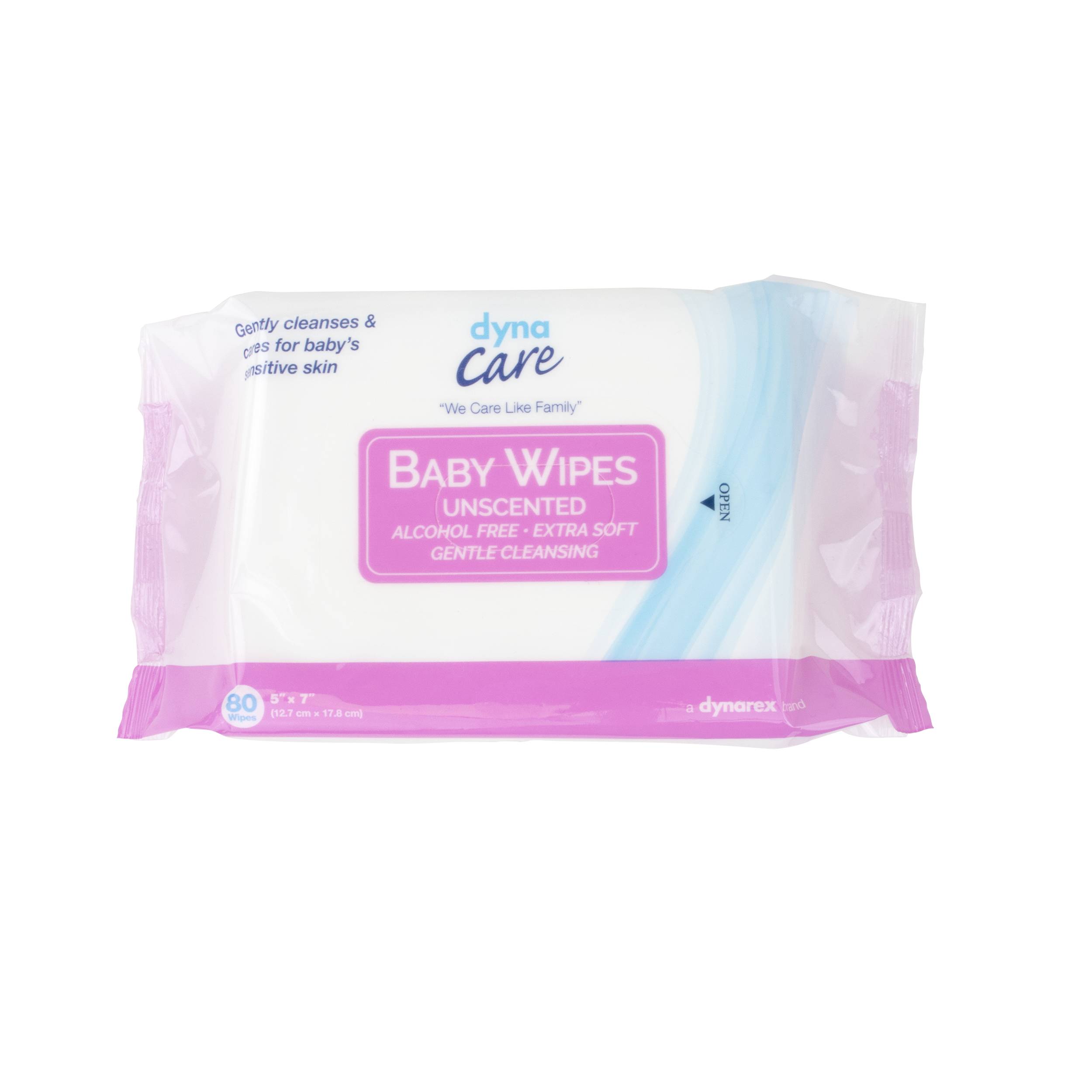 Baby Wipes (Unscented) 5 x 7in - 80 wipes/resealable soft pack