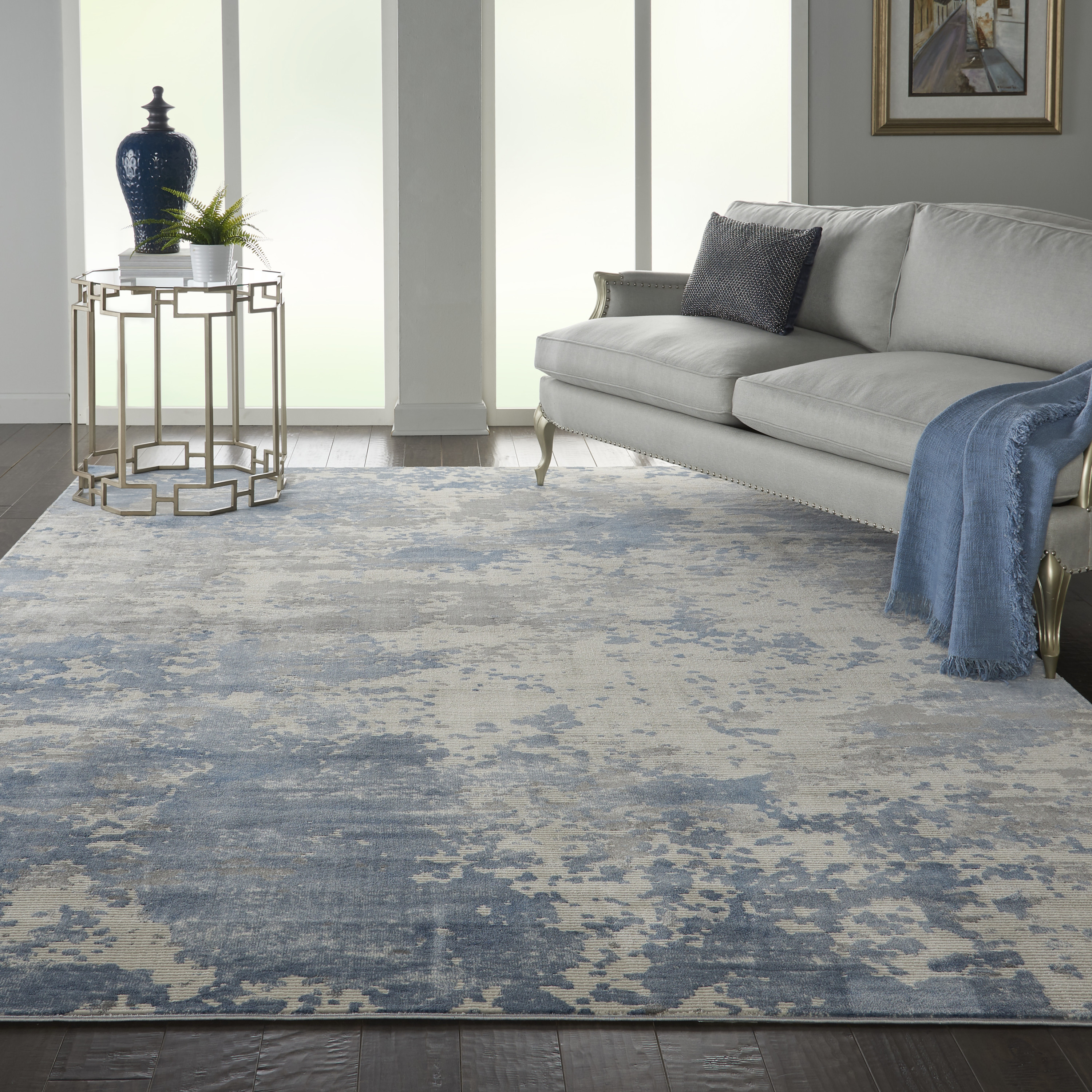 Nourison Rustic Textures 9'3" x 12'9" Grey Blue Modern Indoor Rug