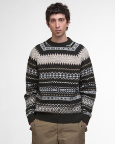 Hase Fair Isle Crew Neck Jumper Olive Ink