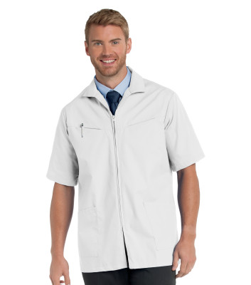 Landau Consultation Lab Coat for Men - Classic Fit, 4 Pocket, Zip Front Scrub Jacket 1140-