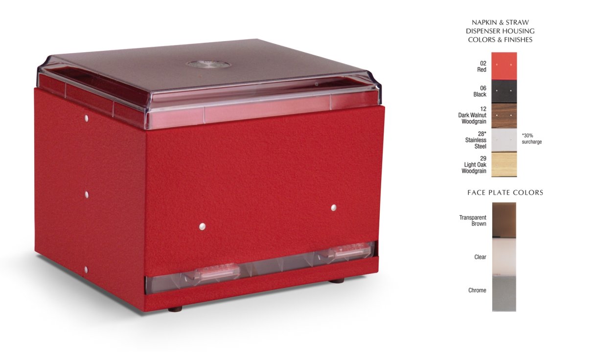 Two-sided bulk unwrapped straw dispenser in red