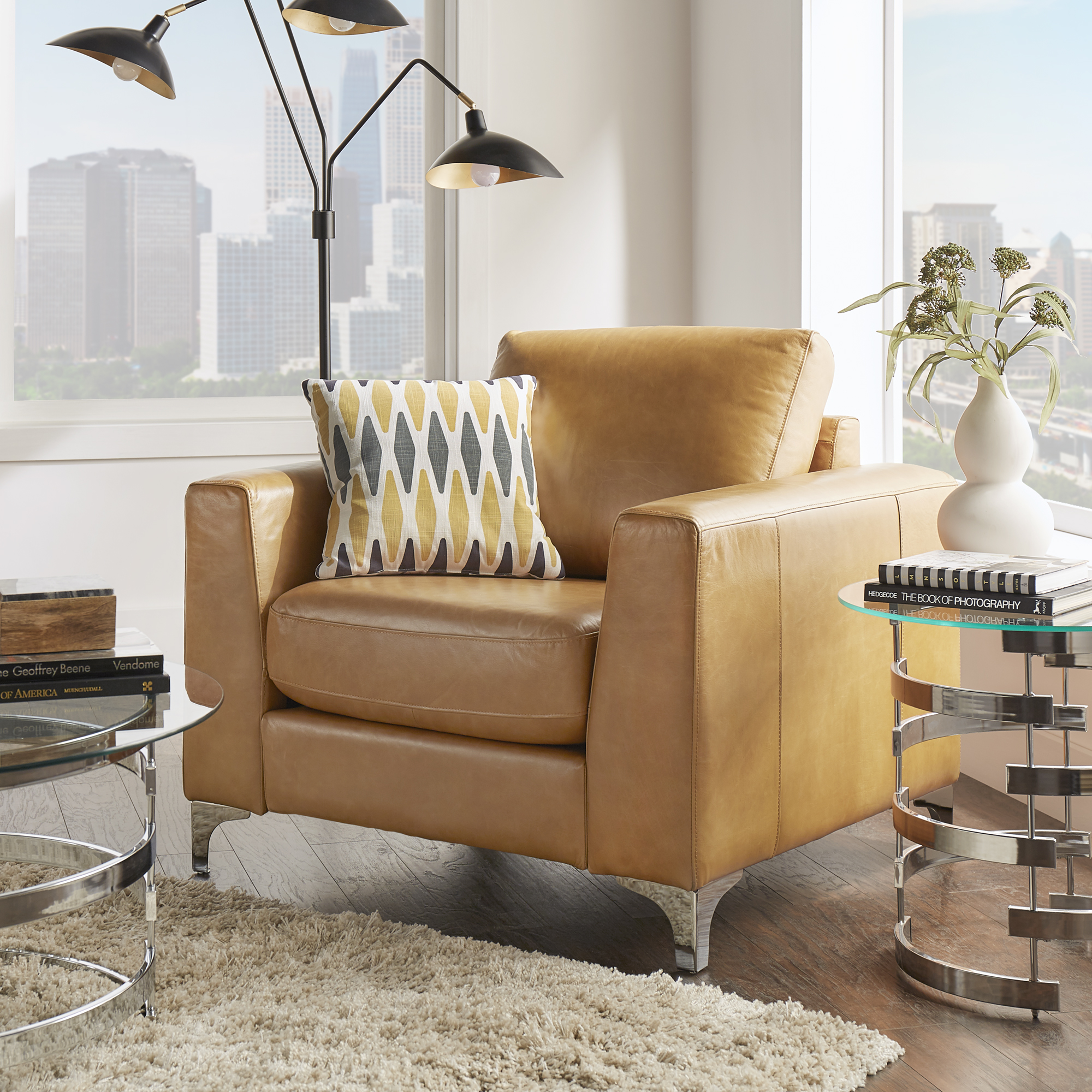 Aniline Leather Accent Chair