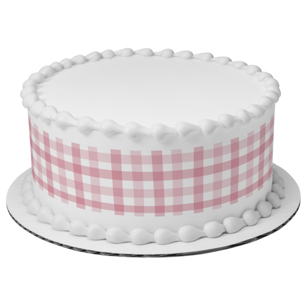 Pink Gingham PhotoCake® Edible Image® Strips