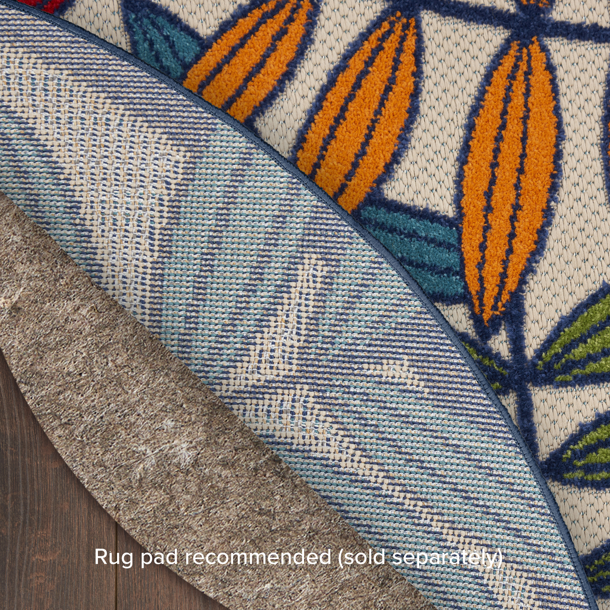 Nourison Aloha 4' x Round Multicolor Tropical Rug