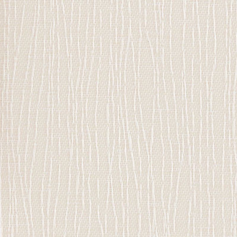 Beige linen-effect wallpaper with irregular vertical white threads, covering a wall and creating subtle texture in a close-up interior surface under soft, even lighting.