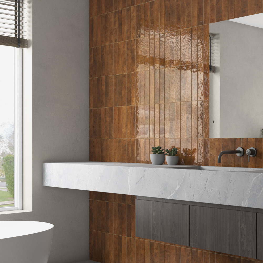 Menorca Rust 2-1/2 in. x 12-7/8 in. Ceramic Wall Tile