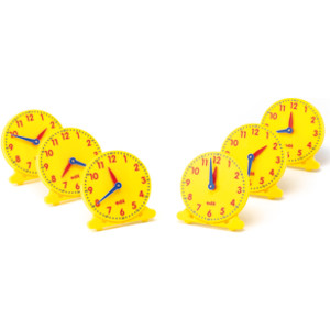 Geared 12-Hour Time Clock - Student Size - Set of 6