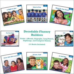 Decodable Fluency Readers Set, Grade 1 Phonics Books, Blends, Digraphs & Long Vowels, 31 Titles