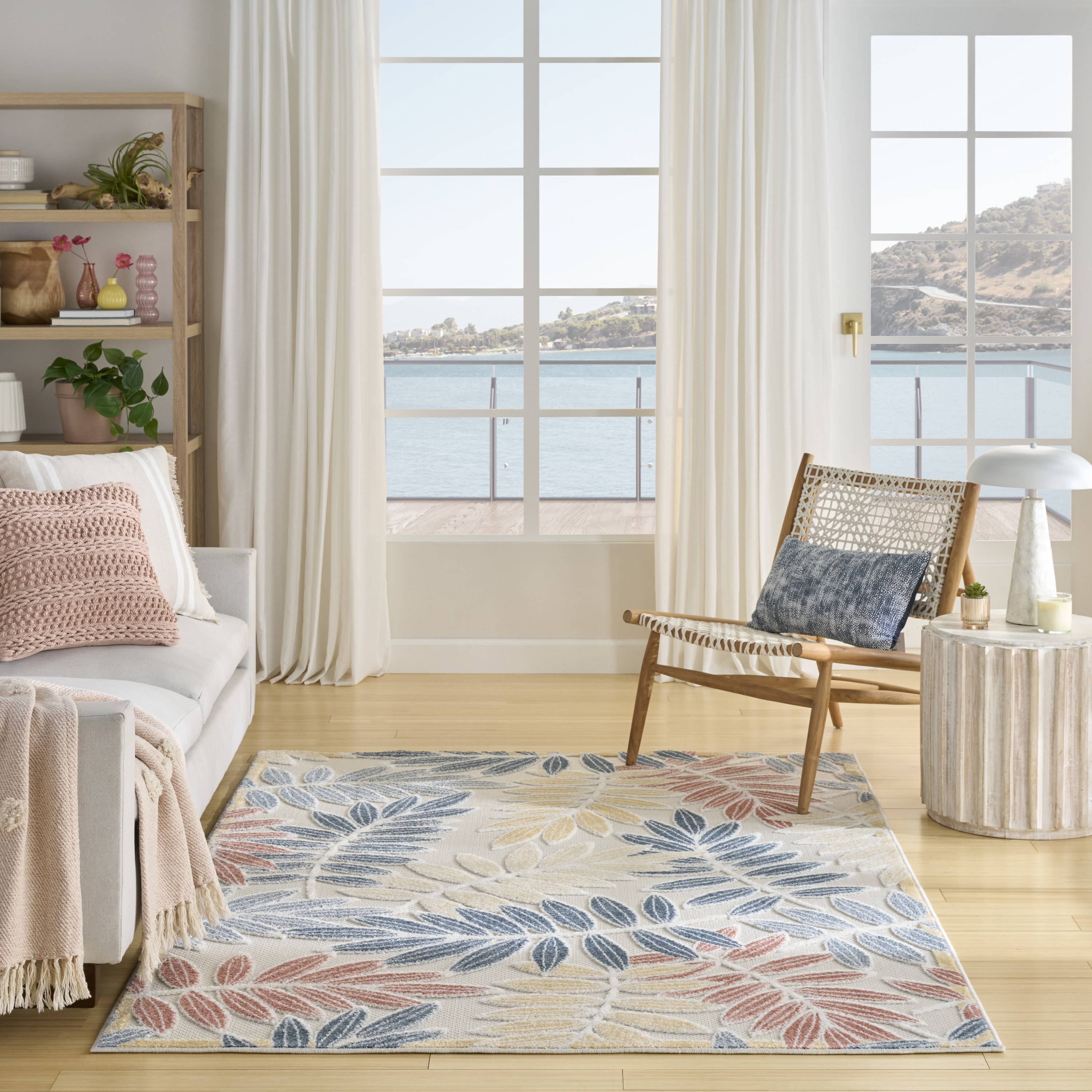 Nourison Aloha 3'6" x 5'6" Ivory Blue Modern Rug