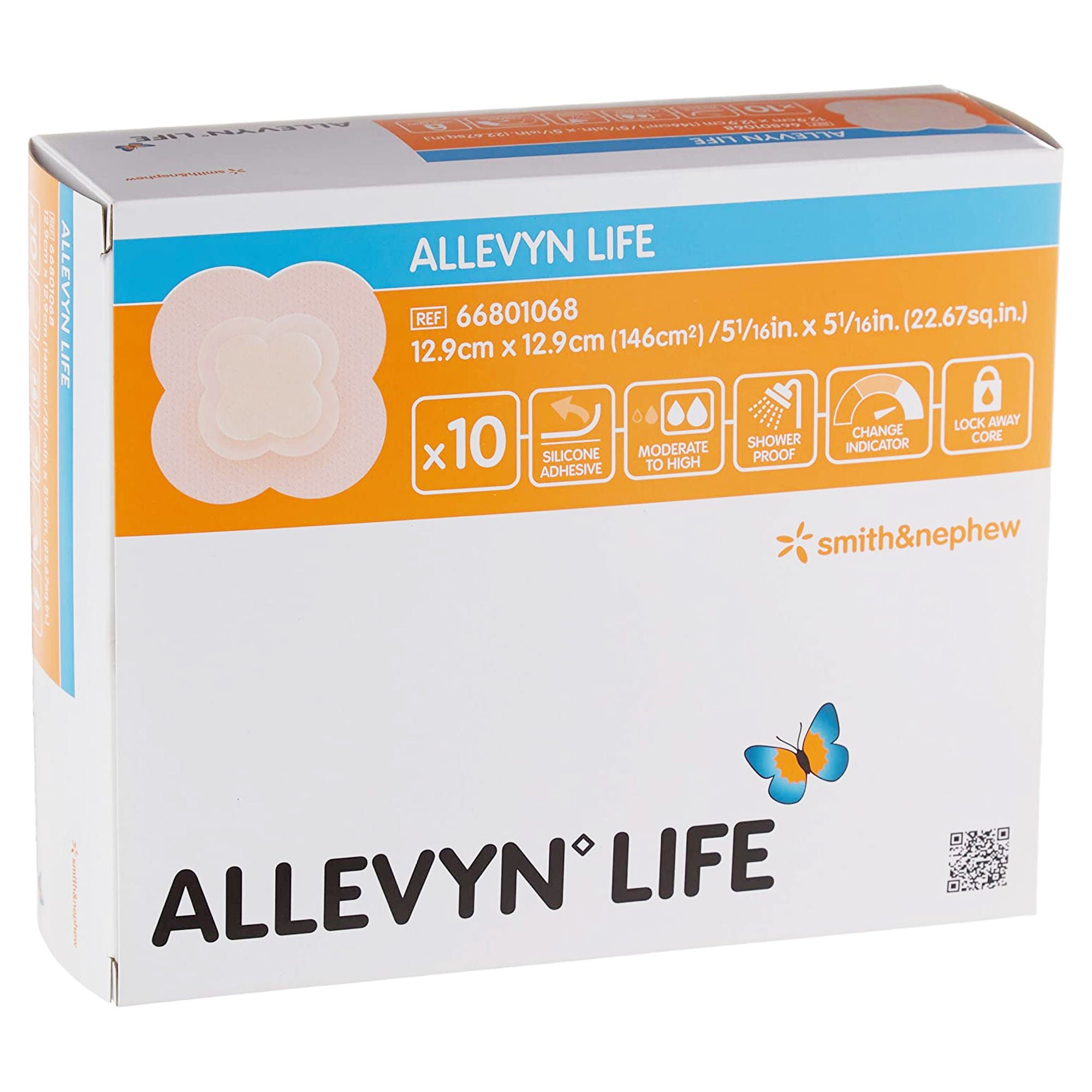 Allevyn Life Silicone Adhesive with Border Silicone Foam Dressing, 5¾ x 5¾ Inch