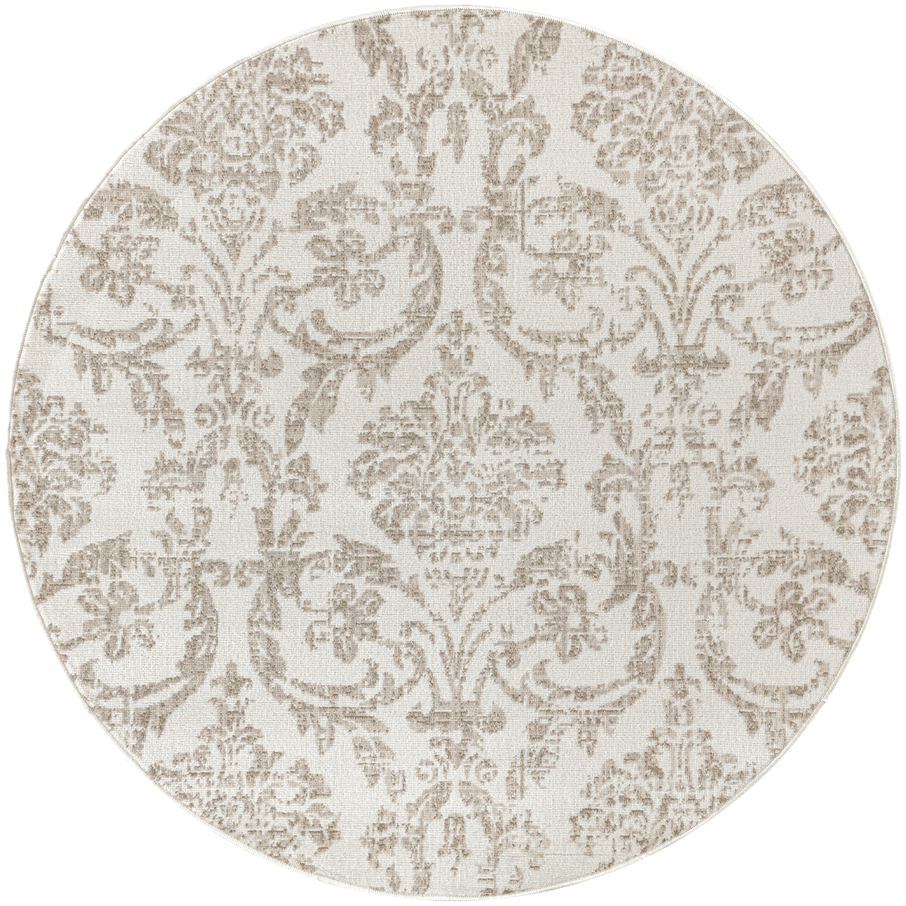 Nourison Jubilant 5'3" x Round Ivory Beige Vintage Indoor Rug