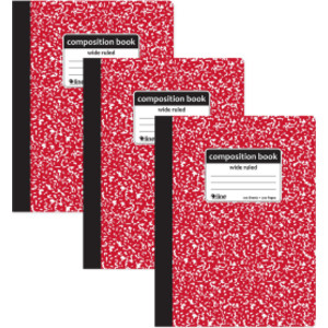Wide-Ruled Marble Composition Books, 100 Sheets, Red, 3-Pack