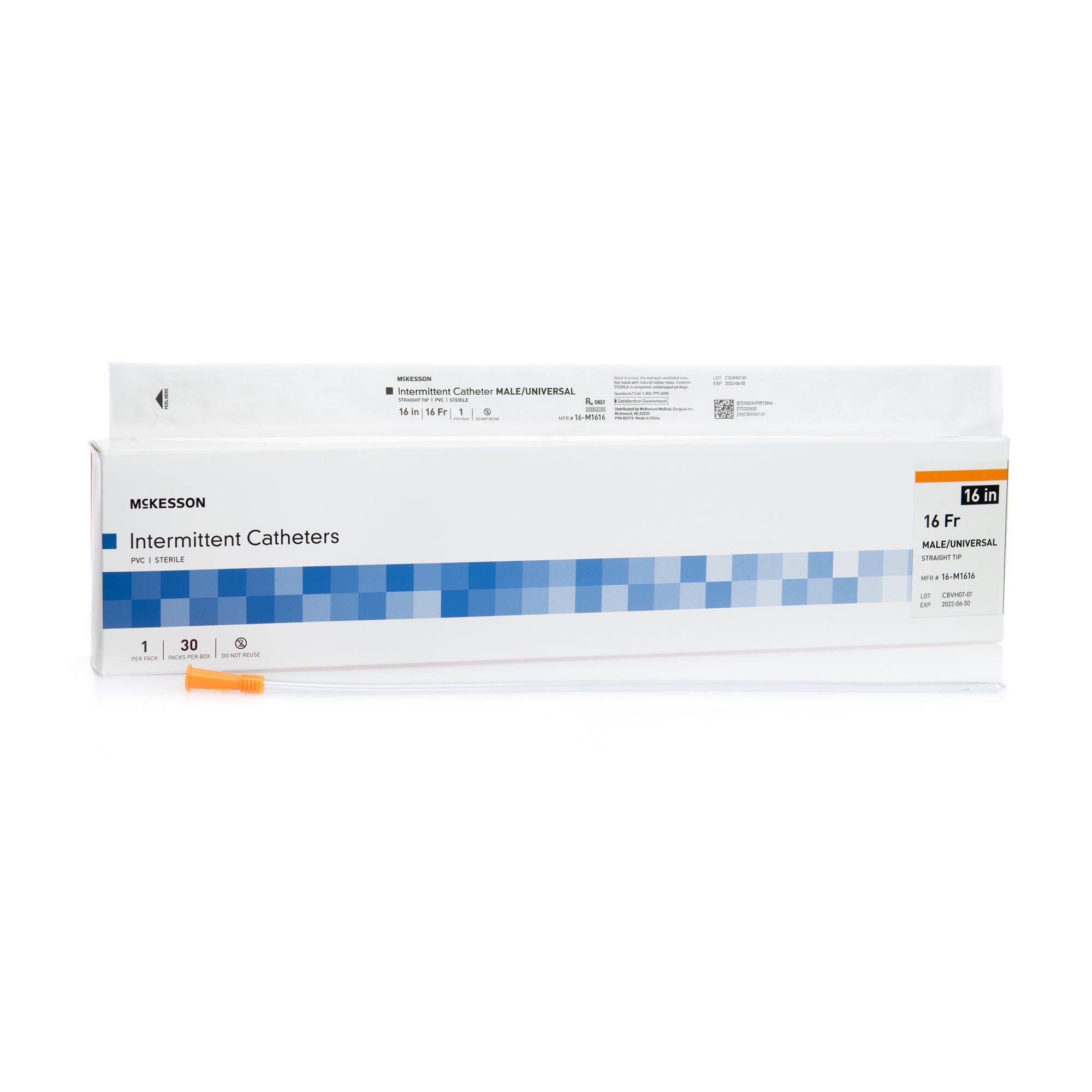 McKesson Male Urethral Catheter, 16 Fr, Straight Tip