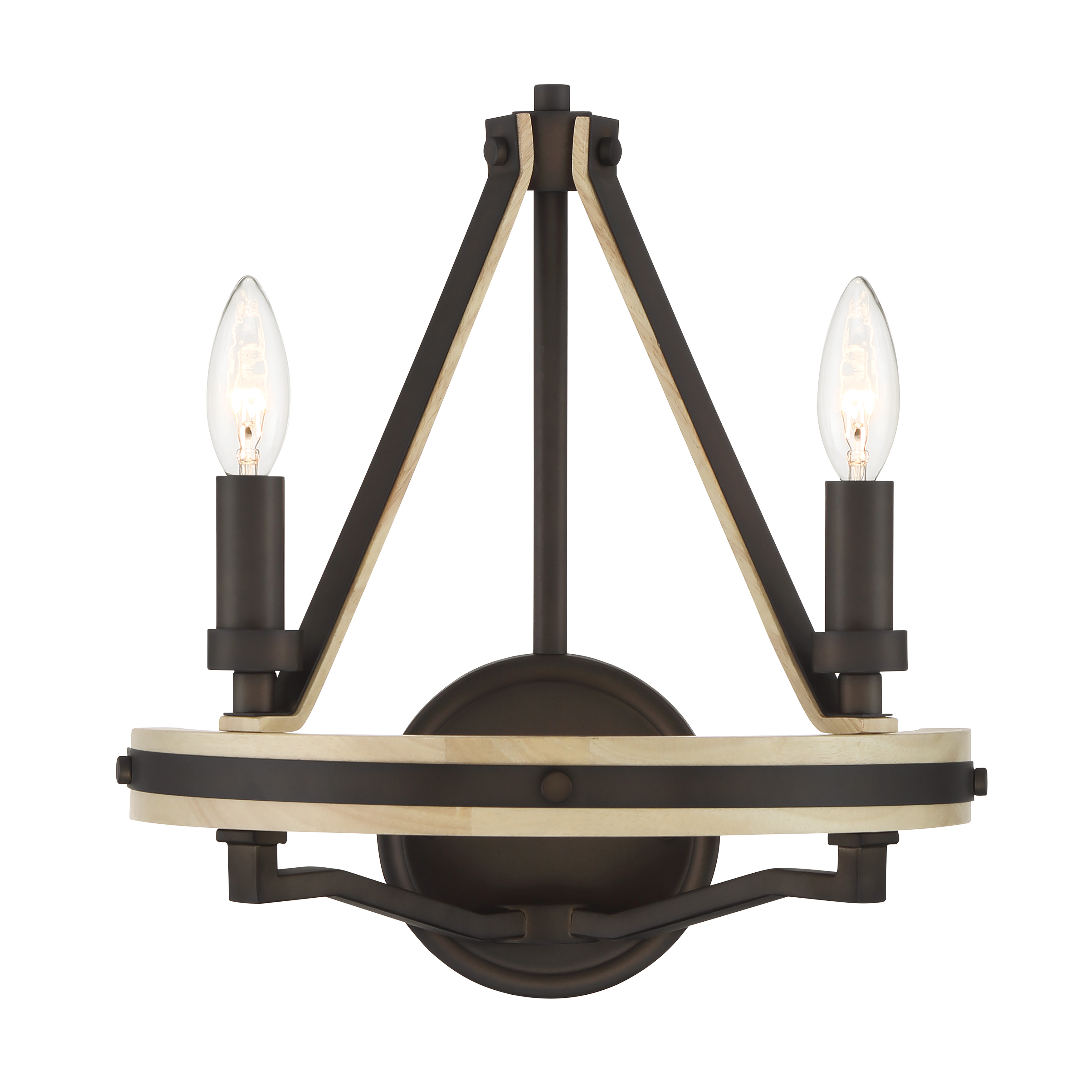 The Sonoma wall sconce blends dark bronze metalwork with solid oak wood for a warm, traditional aesthetic. Its compact 13.5" size makes it ideal for hallways, bedrooms, and bathrooms where space is limited. - alternate view
