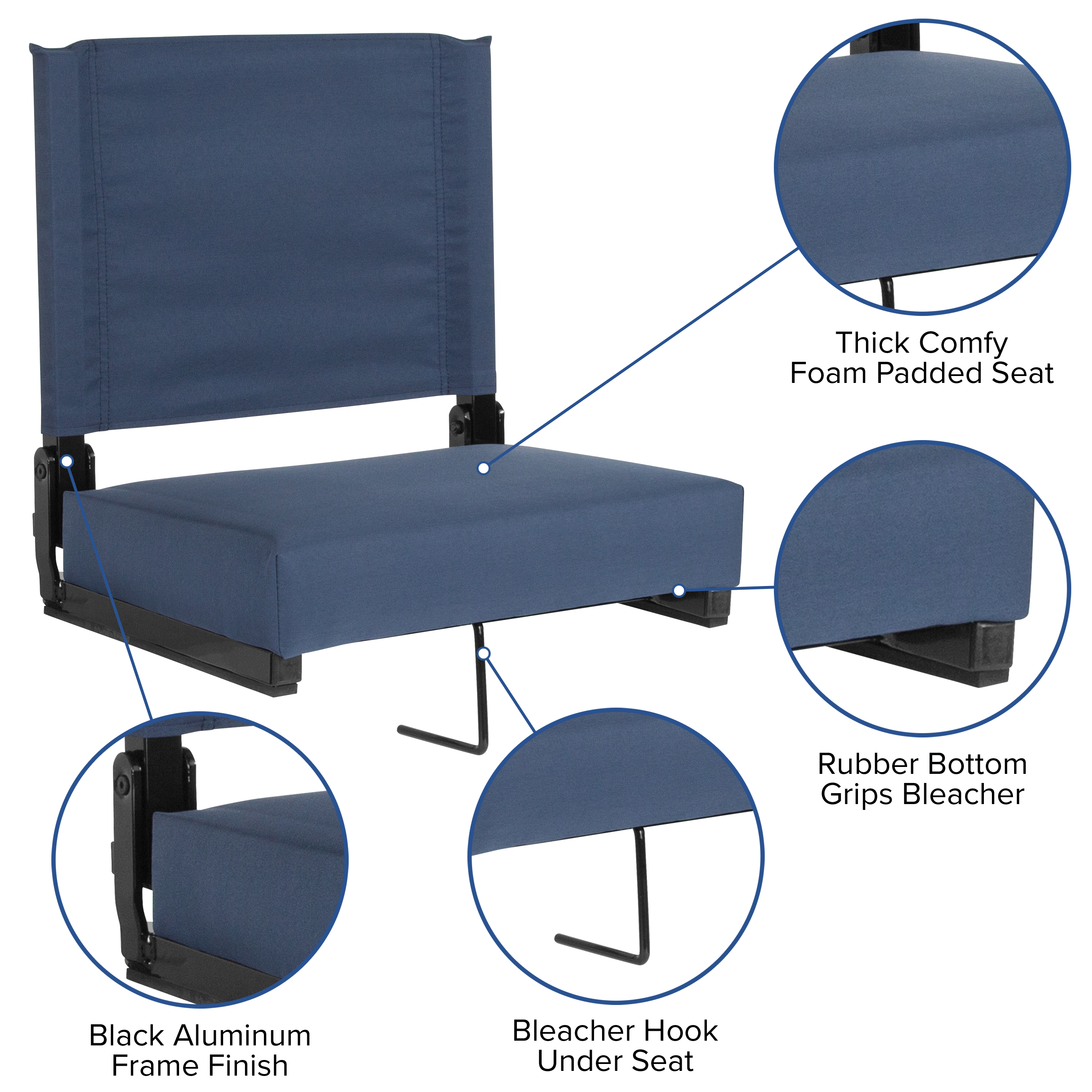 Juego de 2.500 lb. Silla de estadio ligera clasificada con asiento ultra acolchado, azul marino... - Imagen 172 de 175