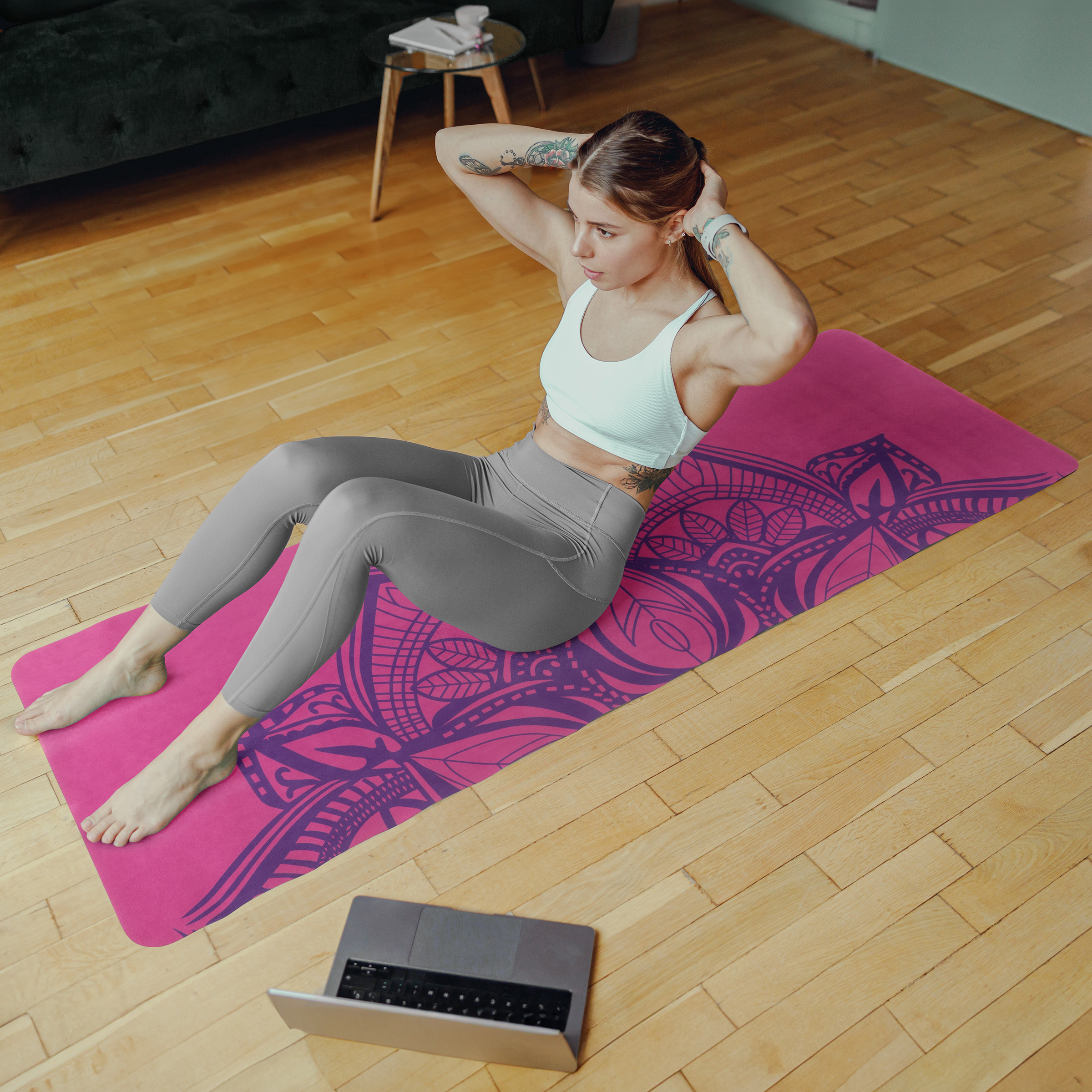 Eco-Friendly Non-Slip Yoga Mat with Carrying Strap - Ultra-Absorbent, Cushioned Fitness Floor Mat for Yoga, Pilates, and Home Workouts