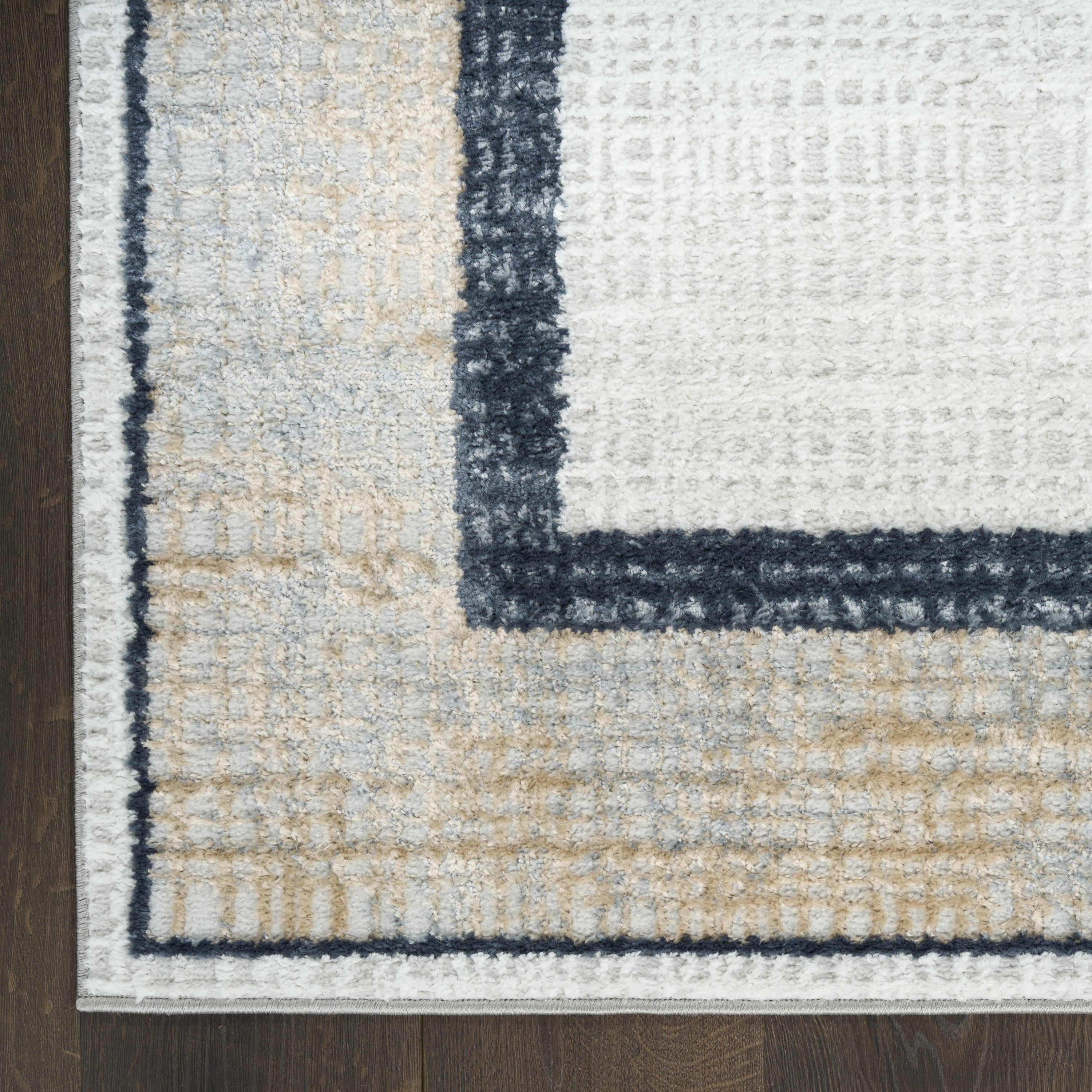 Nourison Dekor 4' x 6' Grey Navy Modern Indoor Rug