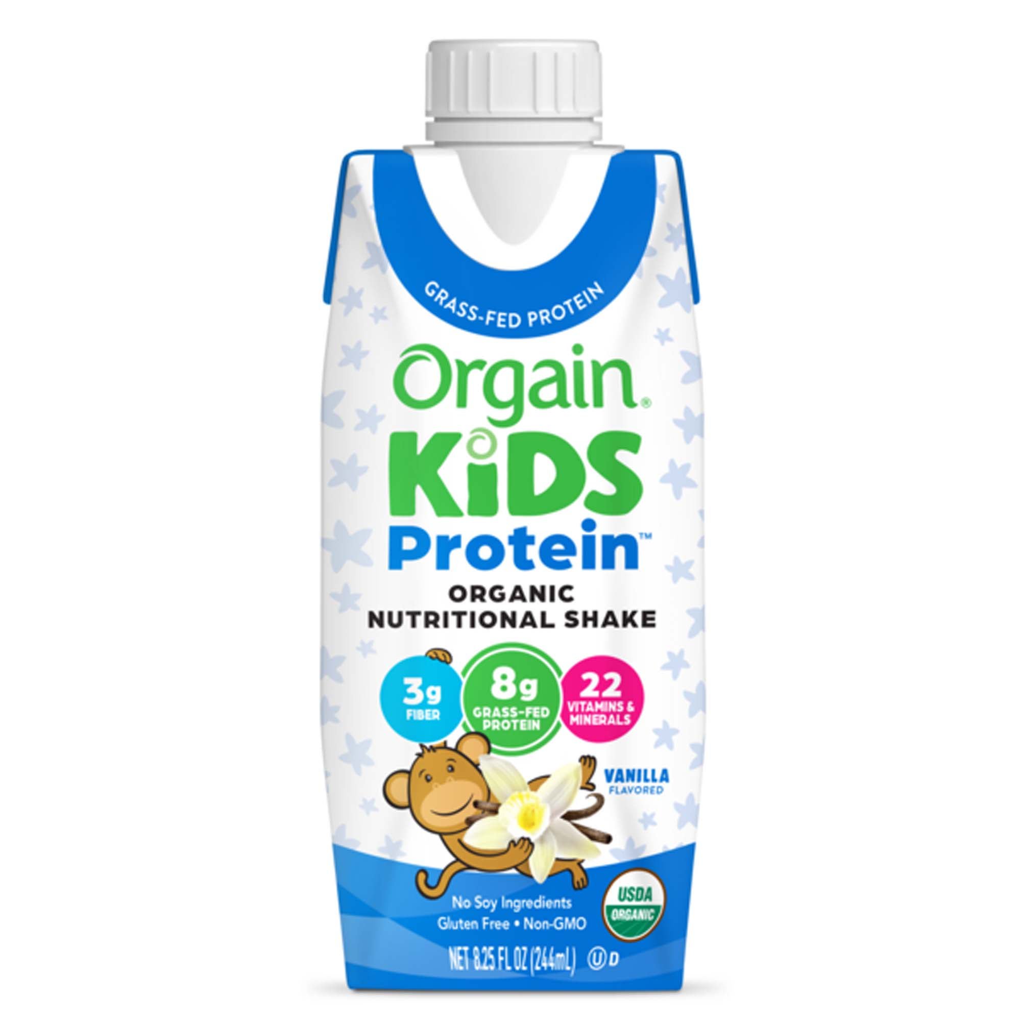 Pediatric Oral Supplement Orgain® Kids Protein™ Organic Nutritional Shake Vanilla Flavor 8.25 oz. Carton Liquid Protein