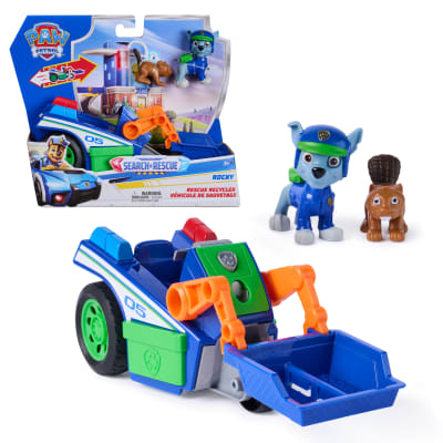PAW Patrol: Search & Rescue, Rocky Rescue Recycler Vehicle with 2 Figures, Toy Car with Pull-Back Action, Kids Toys for Boys & Girls Ages 3+
