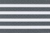 Horizontal zebra-style window blind with alternating textured gray woven and opaque white bands, aligned to create stripes, filling frame in neutral, evenly lit close-up with no visible room or view.