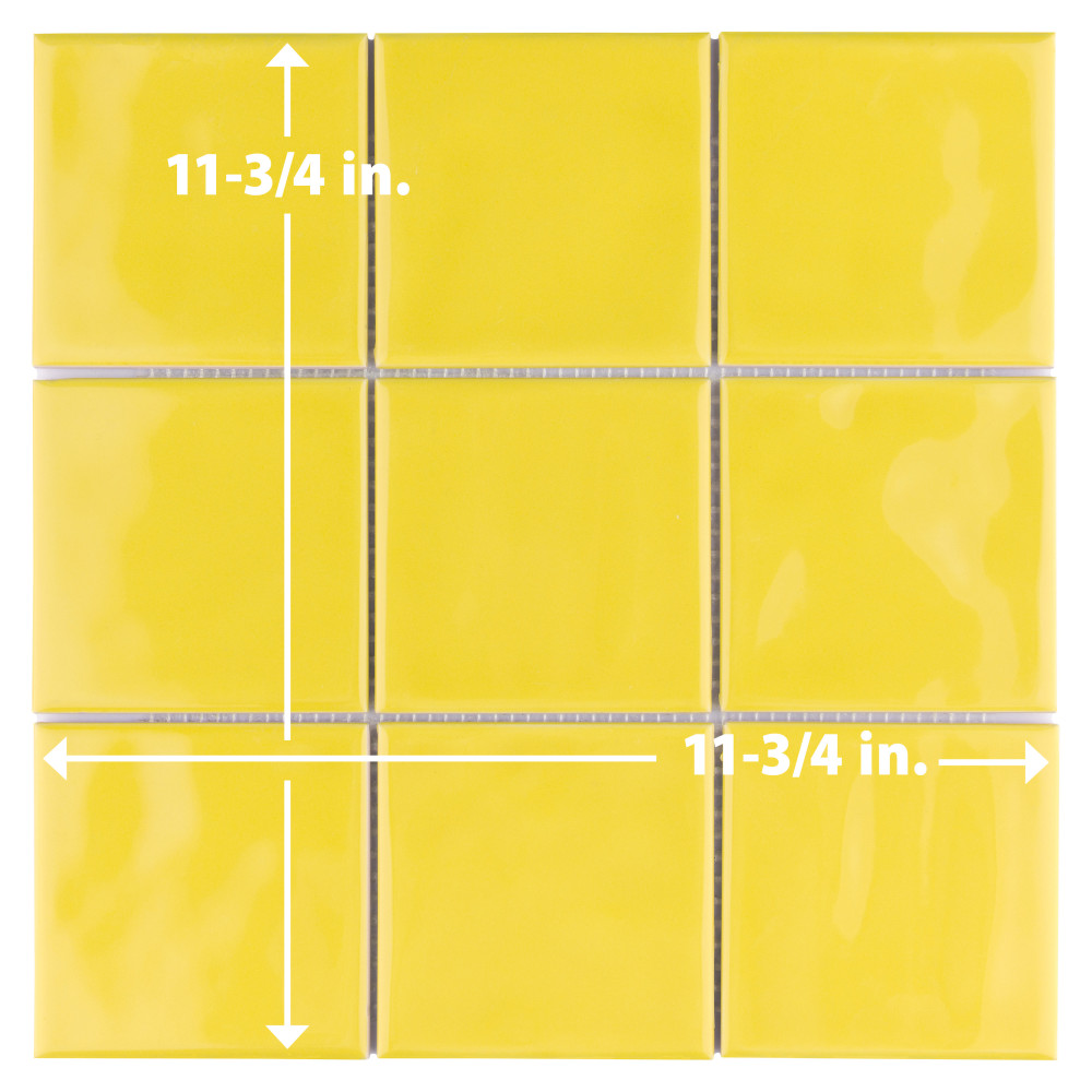 Twist Square Yellow Lemon 11-3/4 in. x 11-3/4 in. Ceramic Mosaic Tile