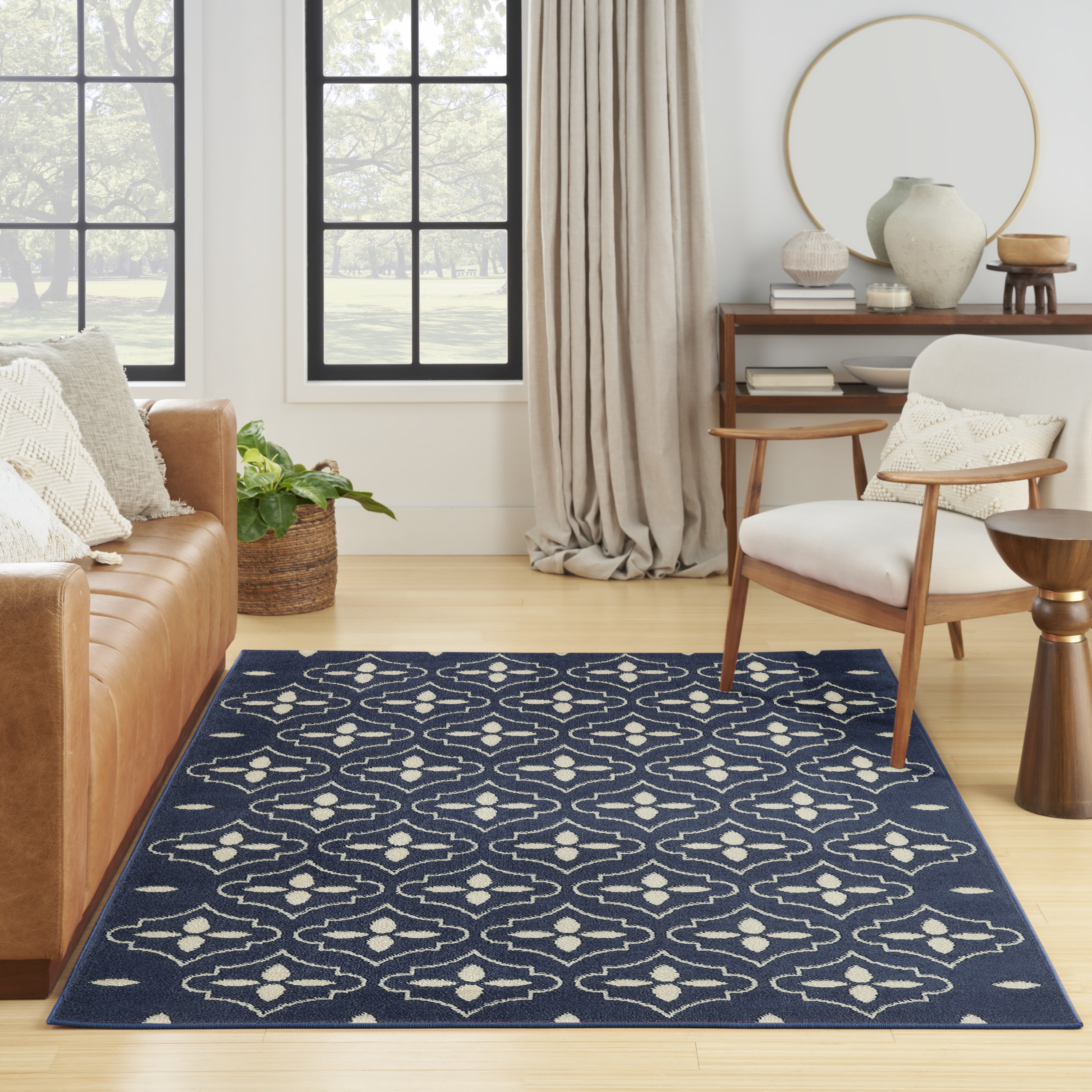 Nourison Nourison Essentials 4' x 6' Navy Ivory Modern Rug
