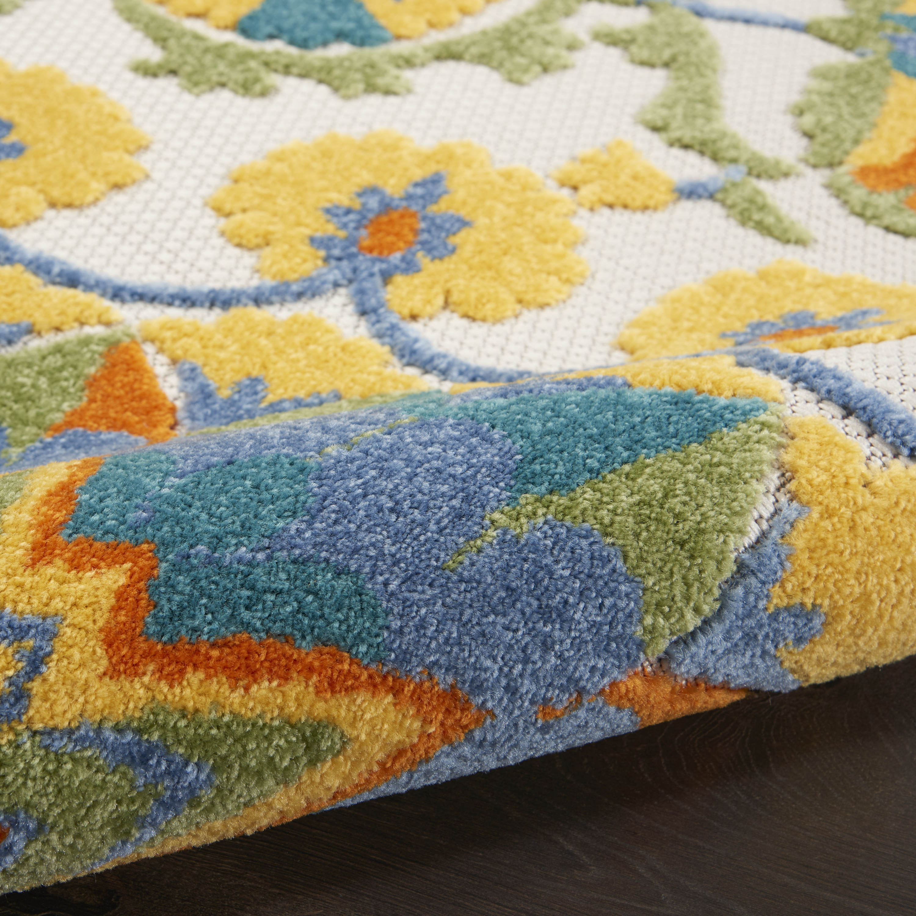 Nourison Aloha 5'3" x Round Multicolor Transitional Rug