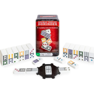 Double 12 Dominoes Set in Tin, 91 Jumbo Dominoes