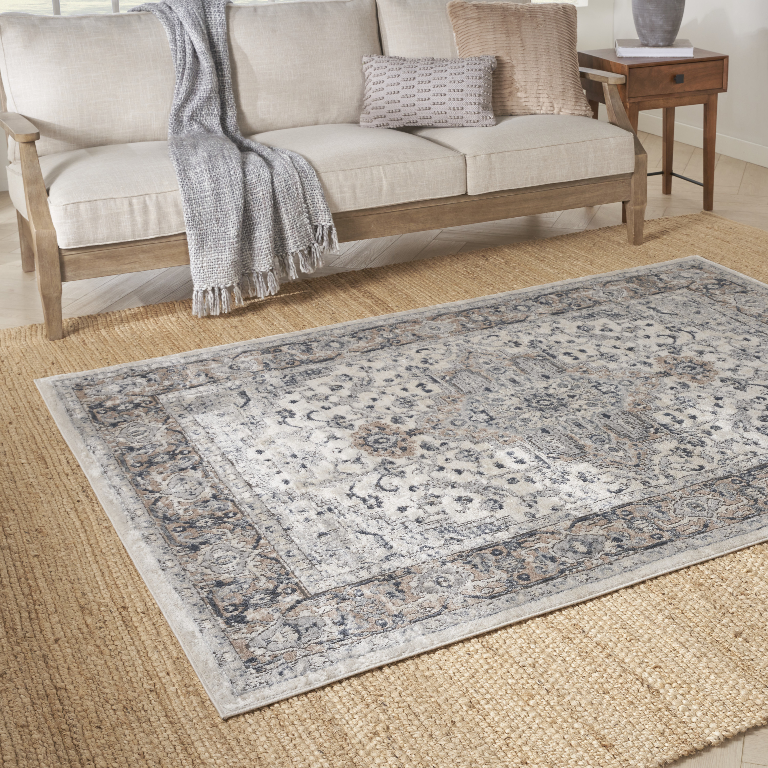 Nourison Natural Jute 4' x 6' Bleached Farmhouse Indoor Rug