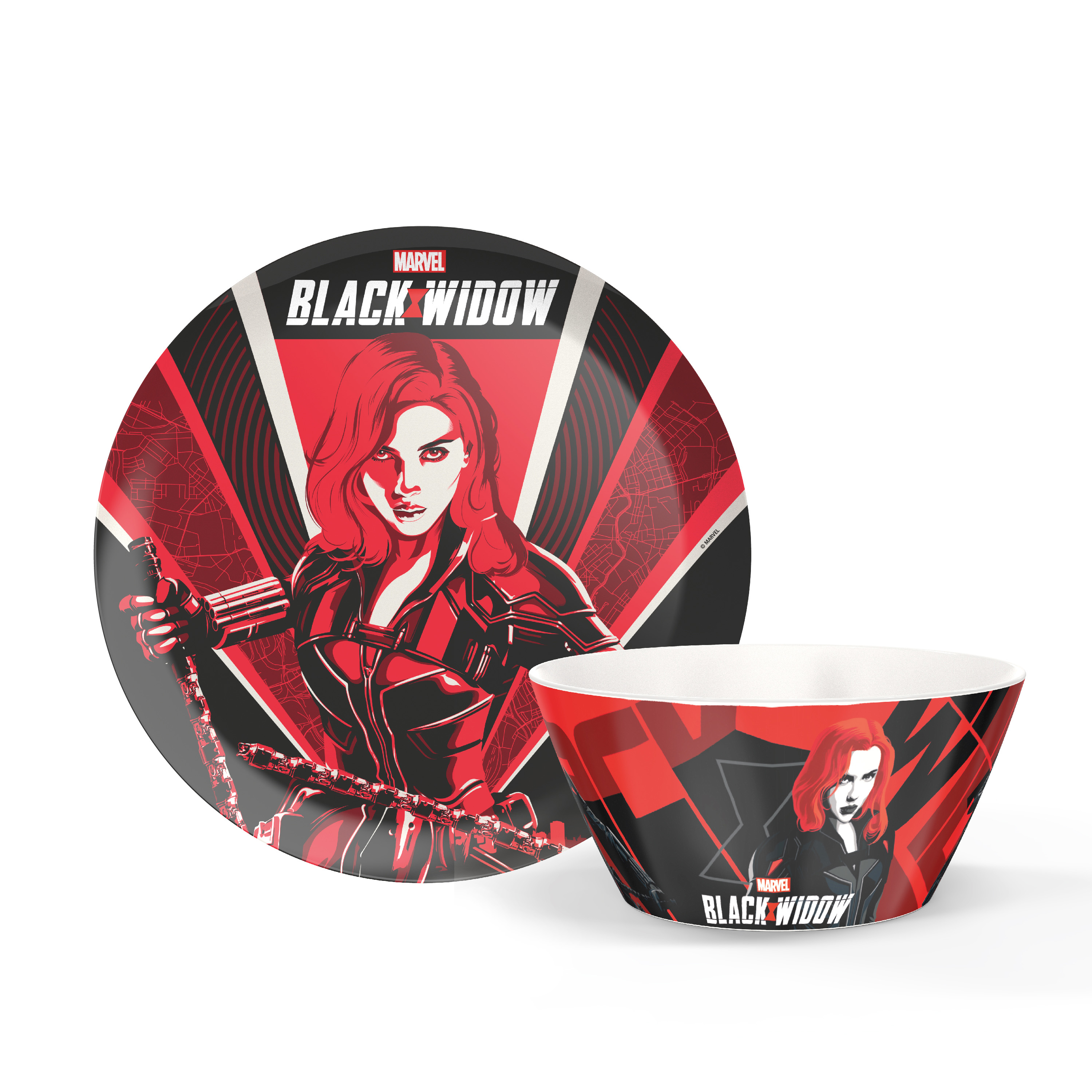 Marvel Comics Dinnerware Set, Black Widow, 2-piece set slideshow image 1 Marvel Comics Dinnerware Set, Black Widow, 2-piece set slideshow image 1