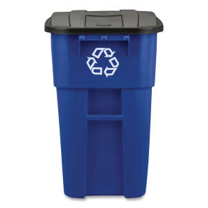 Rubbermaid Commercial, Recycling Rollout, 50 gal, Resin, Blue, Square, Receptacle