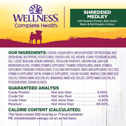 <p>CHICKEN, CHICKEN BROTH, WATER SUFFICIENT FOR PROCESSING, BEEF, GREEN BEANS, RED PEPPERS, POTATO STARCH, CHICKEN LIVER, EGG, NATURAL FLAVOR, POTASSIUM CHLORIDE, SALT, LOCUST BEAN GUM, SODIUM CARBONATE, TRICALCIUM PHOSPHATE, XANTHAN GUM, GUAR GUM, MAGNESIUM SULFATE, VITAMINS [VITAMIN E SUPPLEMENT, THIAMINE HYDROCHLORIDE, NIACIN, VITAMIN A SUPPLEMENT, PYRIDOXINE HYDROCHLORIDE, D-CALCIUM PANTOTHENATE, RIBOFLAVIN SUPPLEMENT, FOLIC ACID, VITAMIN D3 SUPPLEMENT, BIOTIN, VITAMIN B12 SUPPLEMENT], CHOLINE CHLORIDE, MINERALS [ZINC AMINO ACID CHELATE, FERROUS AMINO ACID CHELATE, MANGANESE AMINO ACID CHELATE, COPPER AMINO ACID CHELATE, POTASSIUM IODIDE, SODIUM SELENITE].</p>
