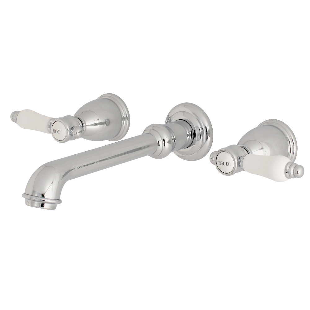 Double-Handle 3-Hole Wall Mount Bathroom Faucet, Polished Chrome with 8 Finish Options