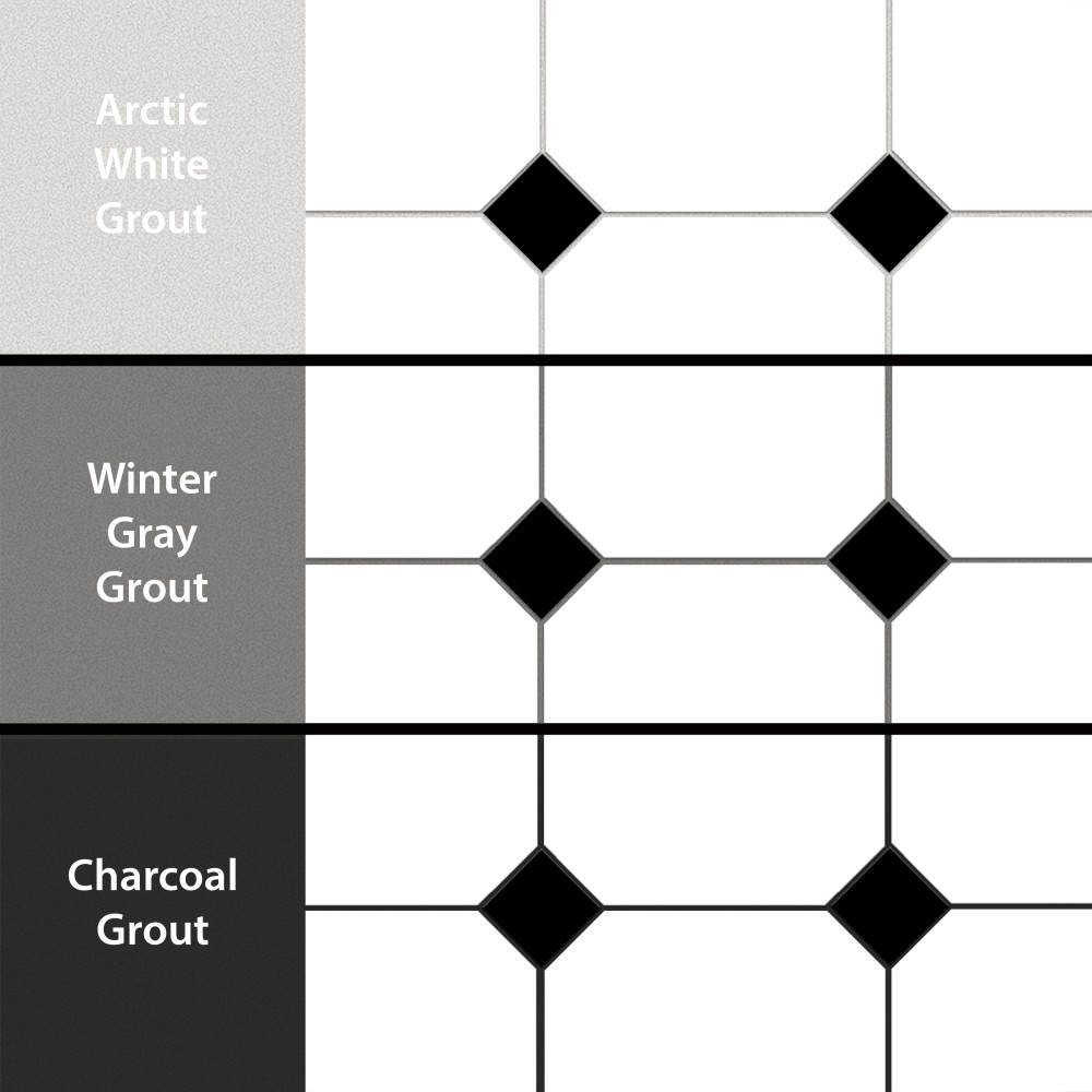 Monocolor Octagon Alaska with Taco Nero 12-1/4 in. x 12-1/4 in. Ceramic Floor and Wall Tile