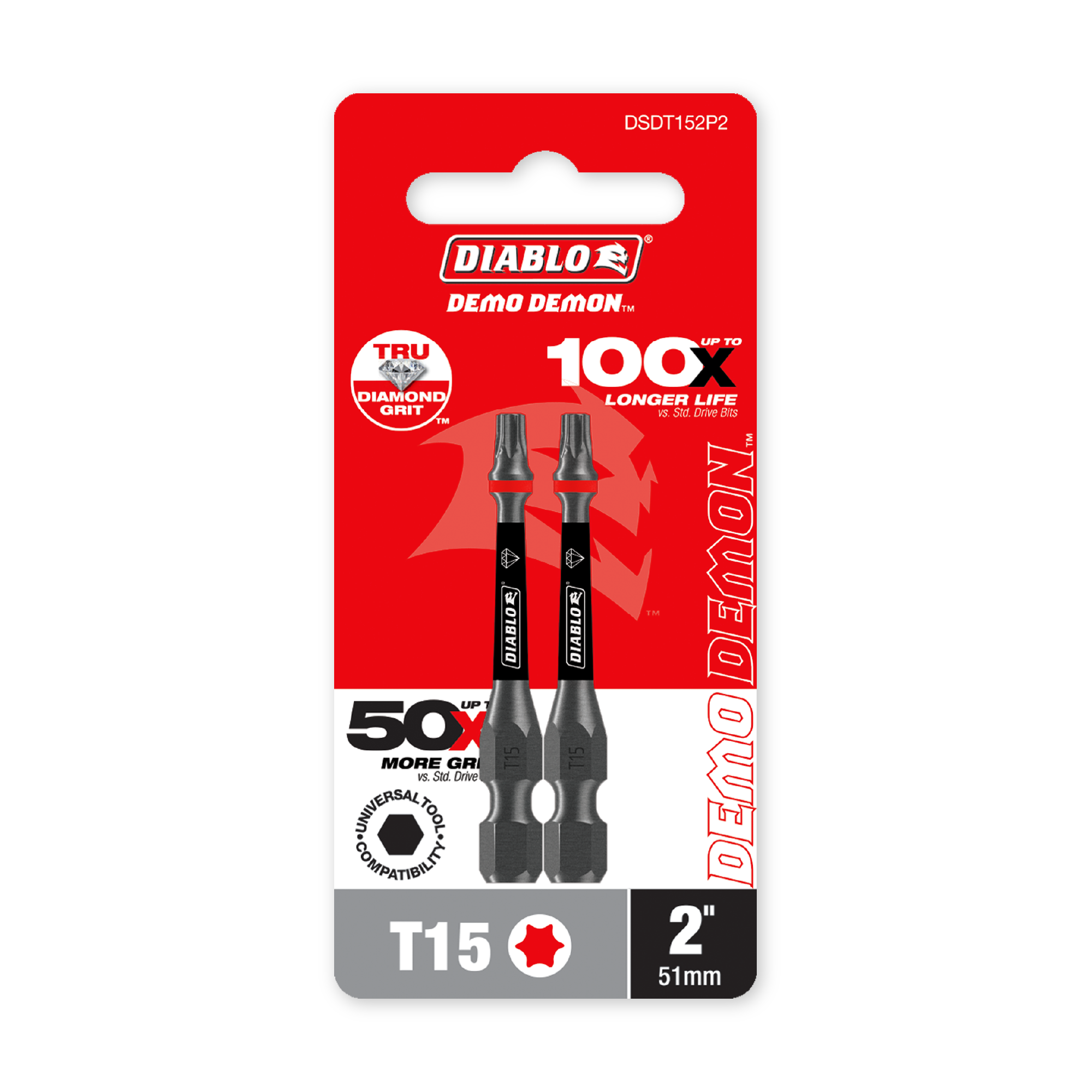 Diablo 2 in. Demon Torx T15 Drive Bit in its retail packaging, ready for the job box or tool bag
