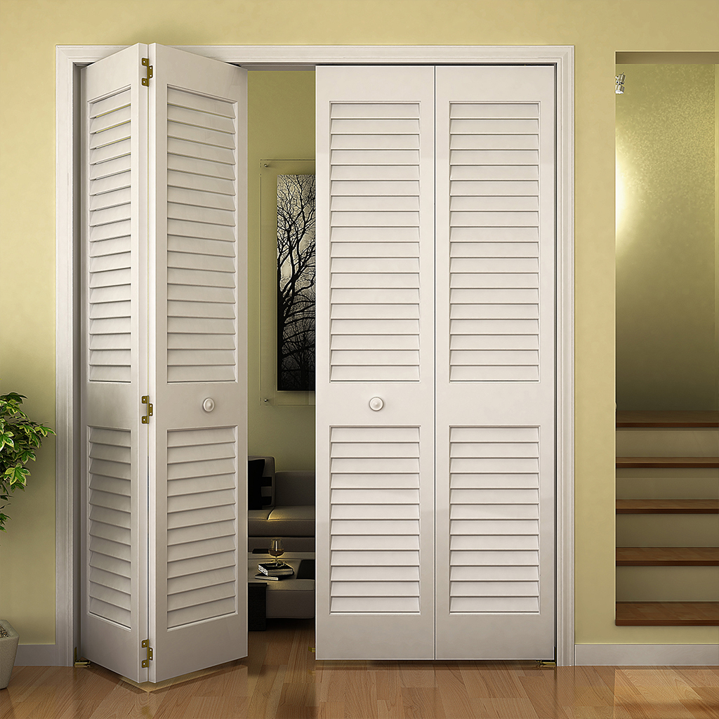 Plantation louver louver white bi fold door