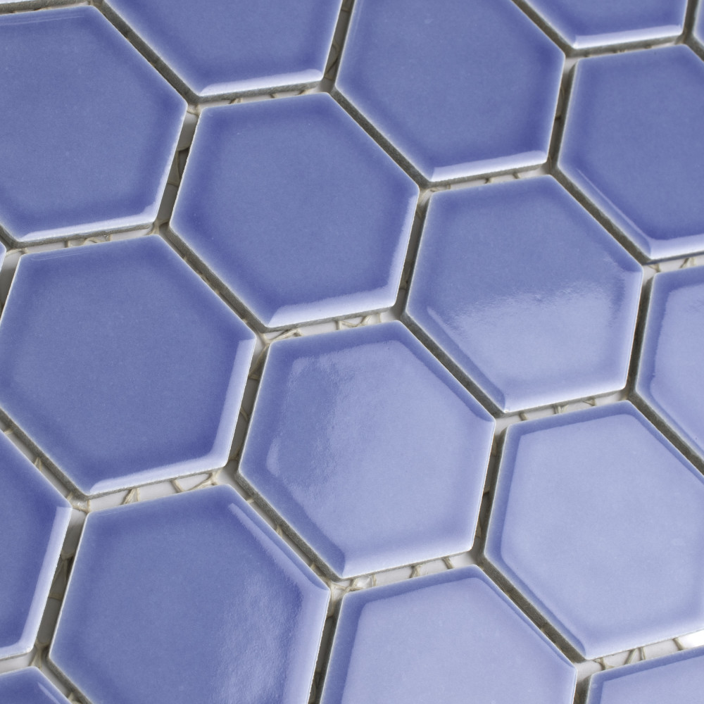Tribeca 2″ Hex Glossy Periwinkle 11-1/8 in. x 12-5/8 in. Porcelain Mosaic Tile