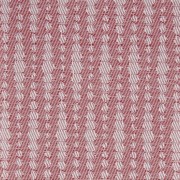Woven red-and-white fabric with repeating diagonal herringbone stripes â€” tightly woven, textured surface â€” flat close-up, evenly lit, no visible surroundings.