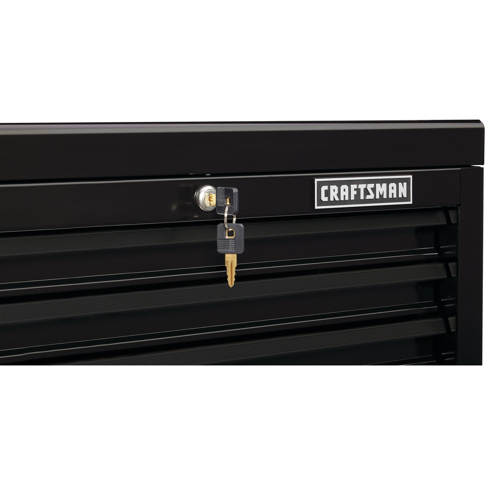 Keyed internal locking system feature of 1000 series 26 inch wide 5 drawer tool chest.