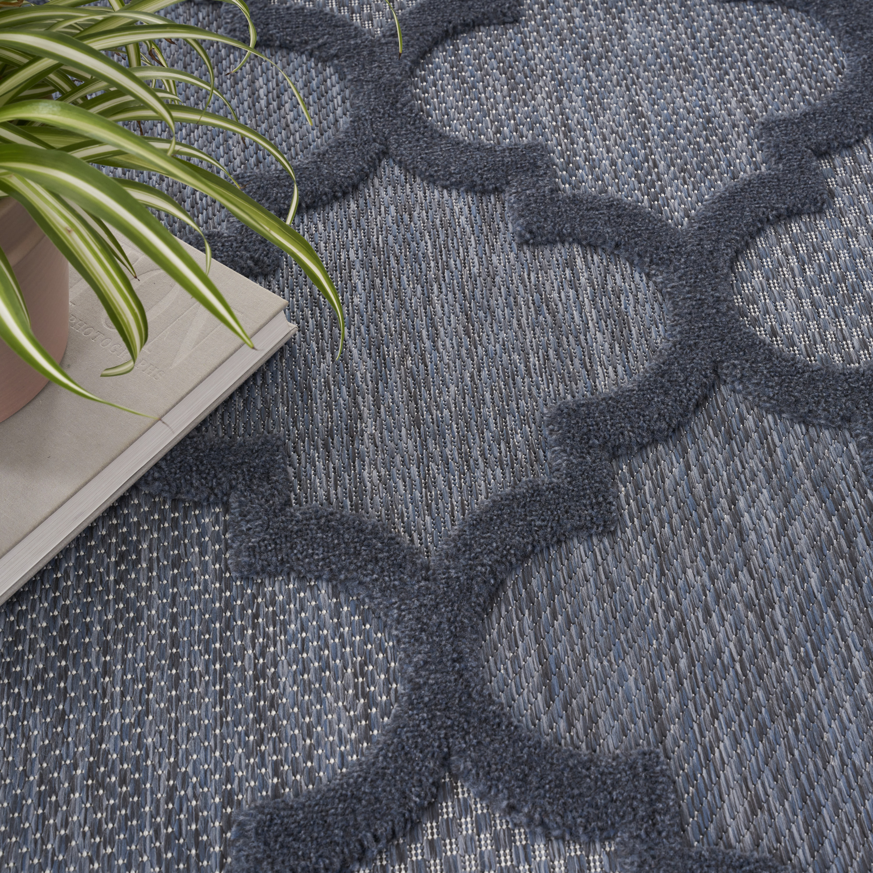 Nourison Easy Care 7' x 10' Navy Blue Modern Rug