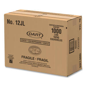 Dart, Plastic Lids for Foam Cups, Bowls and Containers, Vented, Fits 6-14 oz, White,