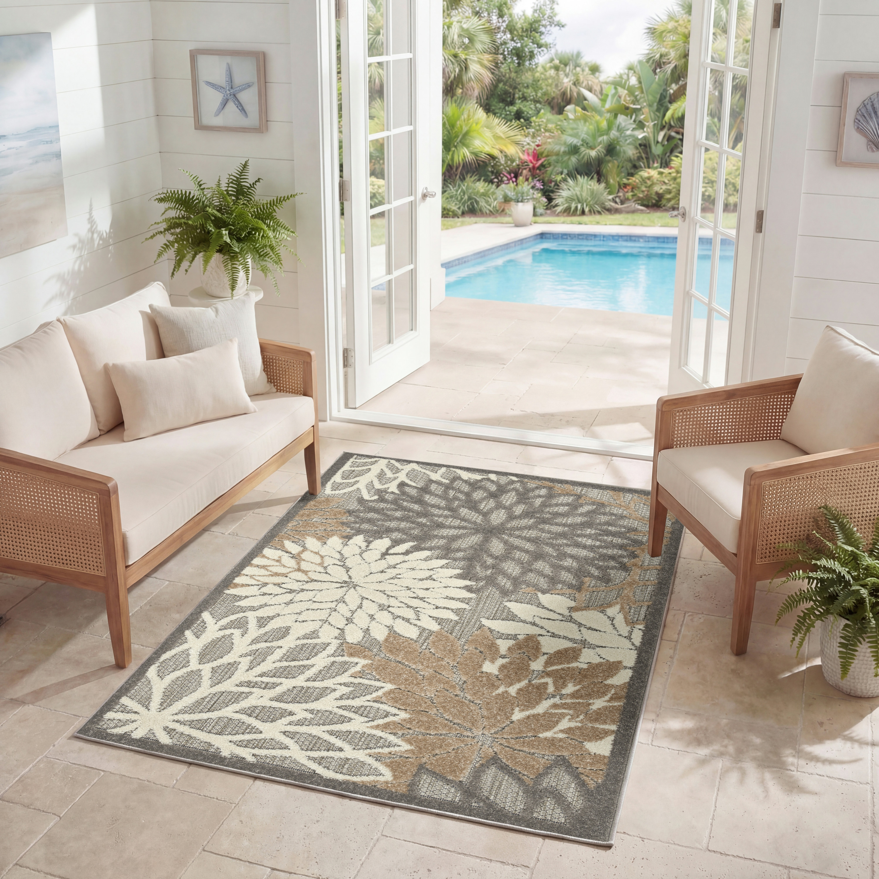 Nourison Aloha 3' x 5' Natural Tropical Rug