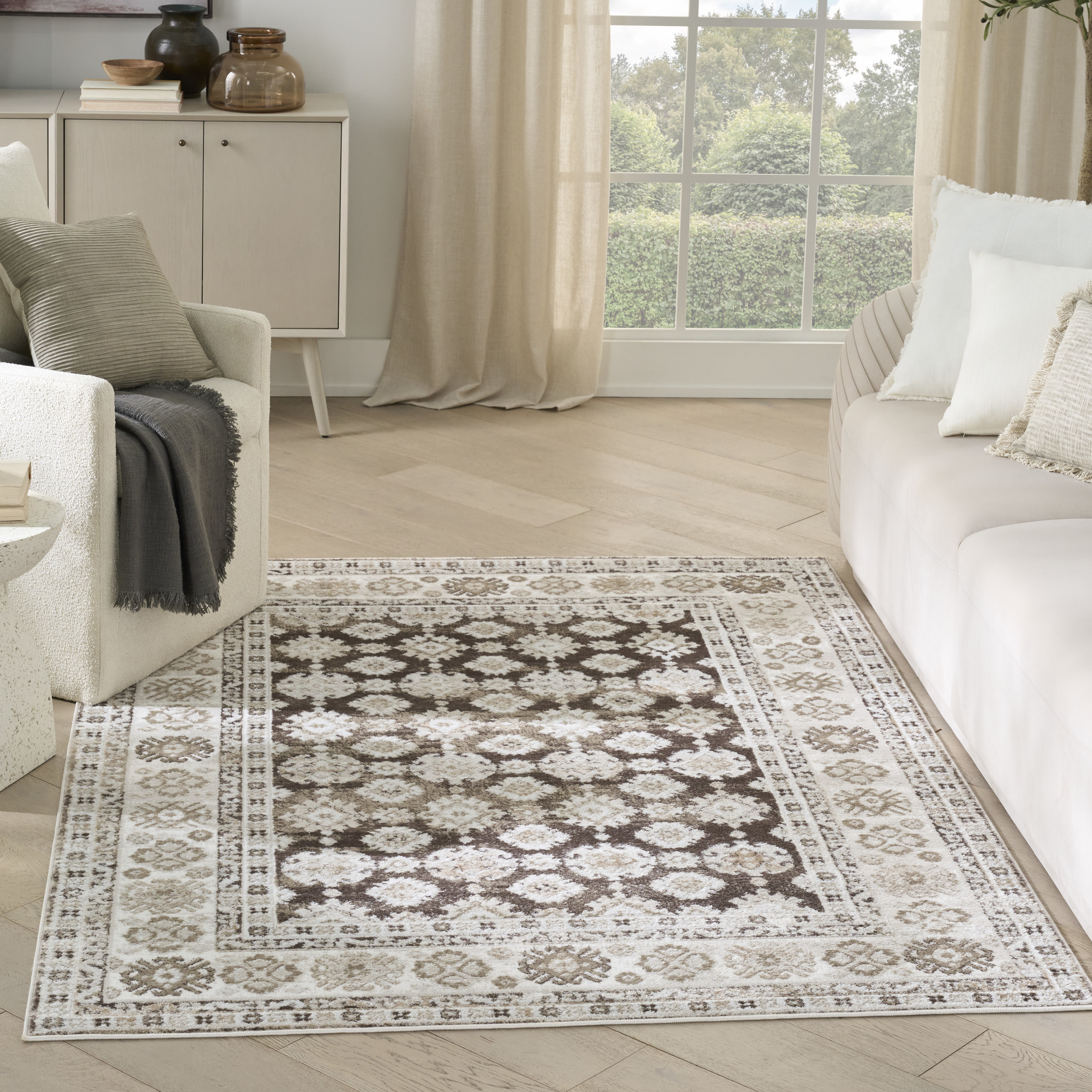 Nourison Dekor 5'3" x 7' Ivory Brown Vintage Indoor Rug
