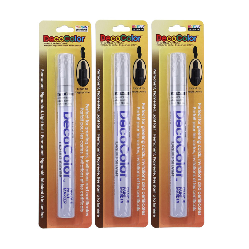 DecoColor® Paint Marker, Broad Tip, 300-S, Silver, Set of 3