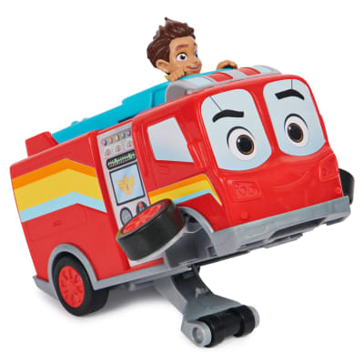 Disney Junior Firebuds, Camion de pompier Bo et Flash à rétrofriction et roue arrière, jouets pour filles et garçons à partir de 3 ans
