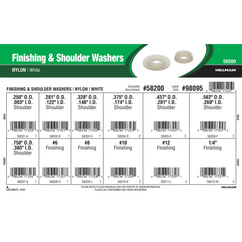 White Nylon Finishing & Shoulder Washers Assortment