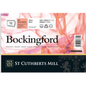 Bockingford Watercolor Pad, Hot Pressed, White, Glue Binding, 140lb/300gsm, 12 Sheet, 7x5 inch, 1 Count