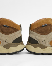 Barbour x Flower Mountain Back Country Uni Mid Trainers Brown Beige