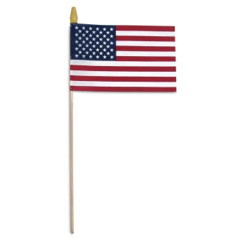 Super Tough US Stick Flag 8 by 12 inches wood stick with gold spear tip
