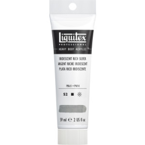 Professional Heavy Body Acrylic Paint, 59 mL Tube, Iridescent Rich Silver